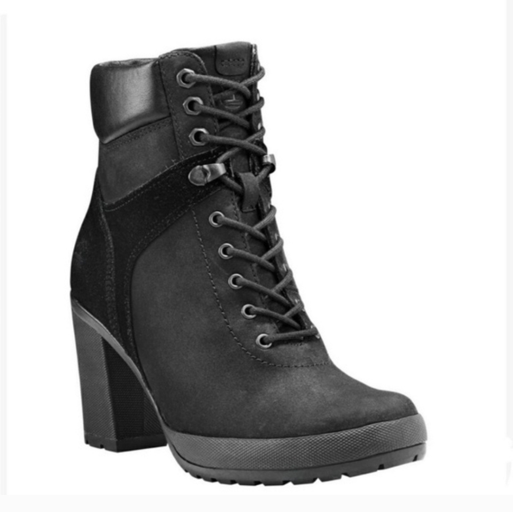 Timberland Camdale Field Lace Nubuck Leather Black Lace-Up Ortholite Boots Sz 6